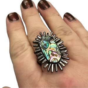 Rare- collector’s item! Kendra Scott Owen Ring Gunmetal and Abalone VEUC